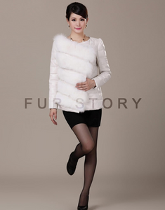 Genuine Leather Coat Down Jacket Real Fox Fur Jacket Winter Overcoat 14130