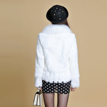 Load image into Gallery viewer, Women' Real Rabbit Fur Jacket with Real Fox Fur Collar Real Fur Jacket Coat 010119