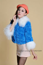 Load image into Gallery viewer, Real Rabbit fur coat fox fur collar and cuff jacket overcoat womens&#39; garment winter coat FS13066
