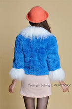 Load image into Gallery viewer, Real Rabbit fur coat fox fur collar and cuff jacket overcoat womens&#39; garment winter coat FS13066