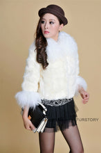Load image into Gallery viewer, Real Rabbit fur coat fox fur collar and cuff jacket overcoat womens&#39; garment winter coat FS13066