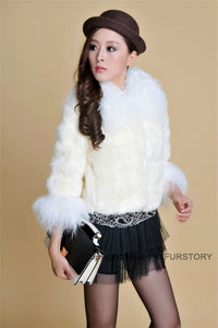 Real Rabbit fur coat fox fur collar and cuff jacket overcoat womens' garment winter coat FS13066