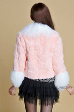Load image into Gallery viewer, Real Rabbit fur coat fox fur collar and cuff jacket overcoat womens&#39; garment winter coat FS13066