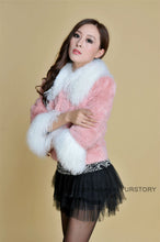 Load image into Gallery viewer, Real Rabbit fur coat fox fur collar and cuff jacket overcoat womens&#39; garment winter coat FS13066