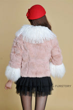 Load image into Gallery viewer, Real Rabbit fur coat fox fur collar and cuff jacket overcoat womens&#39; garment winter coat FS13066