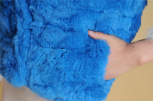Load image into Gallery viewer, Real Rabbit fur coat fox fur collar and cuff jacket overcoat womens&#39; garment winter coat FS13066