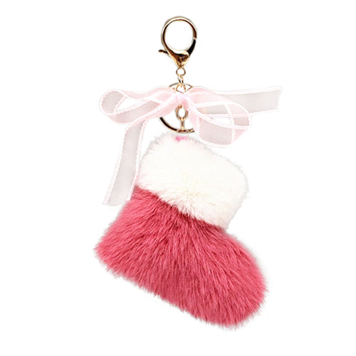 Christmas boots keychain cute bow bag pendant cartoon plush car keychain 22C12