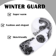 Load image into Gallery viewer, Women&#39;s Rex Rabbit Fur Scarf Ladies Flowers Crochet Winter Warm Knitted Fashion Scarf Scarves for Women