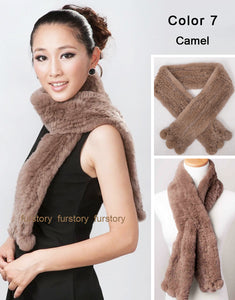 REX Rabbit Fur Scarf Wrap Cape Shawl Neck Warmer 9 Colors NEW Soft S/L FS050129