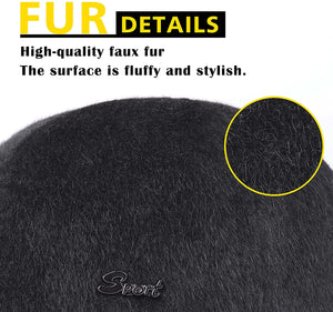 Faux Fur Men Hat Fuzzy Newsboy Cap Gatsby with Earflaps Flat Hat Winter Scally Ivy Cabbie Hats for Men