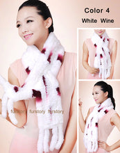 Load image into Gallery viewer, Real REX Rabbit Fur Scarf Rabbit Ball Fur Wrap Cape Shawl Neck Warmer FS15504