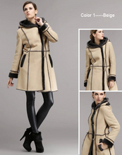 Load image into Gallery viewer, Women&#39;s Natural Long Lamb Fur Coat Double Faced Fur Coat with Fur Hood