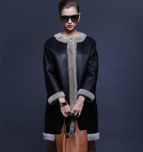 Load image into Gallery viewer, Women&#39;s Natural Long Lamb Fur Coat Double Faced Fur Coat