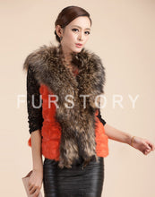 Load image into Gallery viewer, Natural Rabbit Fur Knitter Sweater Long Vest Waistcoat Jacket