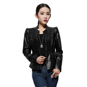 Genuine Sheep Leather Jacket Women's Leather Motorcycle Jacket
