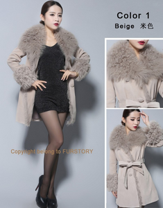 Lamb Fur Collar Coat Top Grade Genuine Sheep Leather Full Sleeve Jacket