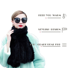 Load image into Gallery viewer, Women&#39;s Knitted Mink Fur Scarf For Winter Warm Shawl Scarves Fur Story FS050303