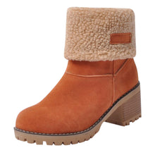 Load image into Gallery viewer, Comfortable Slip On Mid Chunky Heel Suede Warm Snow Ankle Boots 22S38