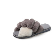 Load image into Gallery viewer, Women&#39;s Cross Band Open Toe Soft Plush Fleece Non-Slip Slippers 22S20