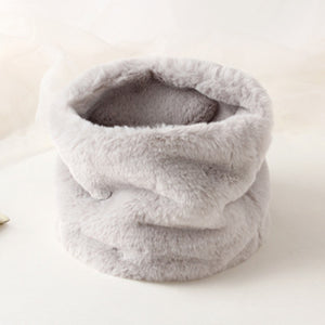 Women's Winter Warm Fur Scarf Solid Color Faux Cashmere Plush Scarf 22513