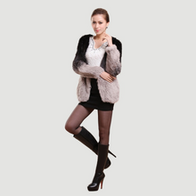 Load image into Gallery viewer, Women&#39;s Rabbit Fur Coat Knitted Gradient Color Natural  Fur Coat Female