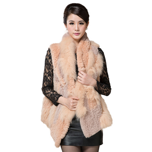 Natural Fox + REX Rabbit Fur Vest Jacket Coat
