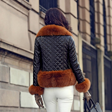 Load image into Gallery viewer, Genuine Leather Jacket Coat for Women Winter with Natural Fox Fur Collar and Trim