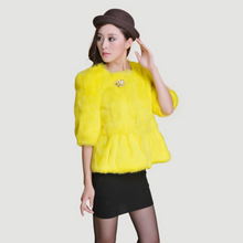 Load image into Gallery viewer, Natural Rabbit Fur Coat  Women&#39;  Fashion Grace Overcoat Jacket