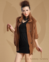 Load image into Gallery viewer, Natural Rabbit Fur Coat Jacket Overcoat Fur Coat Women