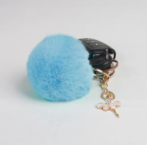 Fur Story FS16819 Fur Pom Pom KeyChain Bag Car Purse Charm Fluffy Fur Keychain Ball