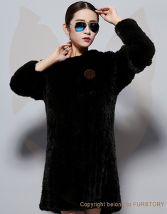 Knitted Mink Fur Coat Female Elastic Free Size Natural Fur Women's Winter Coats