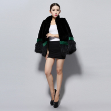 Load image into Gallery viewer, Natural Rex Rabbit Fur Coat Real Raccoon Fur Trim Sleeve Cuff Jacket  Thick Fur Overcoat