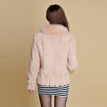 Load image into Gallery viewer, Women' Real Rabbit Fur Jacket with Real Fox Fur Collar Real Fur Jacket Coat 010119