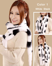 Load image into Gallery viewer, Real REX Rabbit Fur Scarf Rabbit Ball Fur Wrap Cape Shawl Neck Warmer FS15504