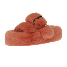 Load image into Gallery viewer, Womens Open Toe Slipper with Cozy Lining， Faux Rabbit Fur Sandals 22S04