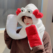 Load image into Gallery viewer, Winter Warm Women Hoodie Hat Scarf Gloves Set Soft Plush Thick Warm Hat 22620