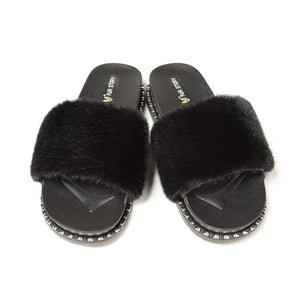 Furry Slides Sandals (Rivet)