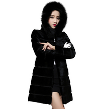 Load image into Gallery viewer, Natural Rabbit Fur Coat  with Hood Fox Fur Collar Top Grade Fur Jacket Outwear Winter Overcoat Women Dress