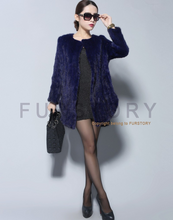 Load image into Gallery viewer, Natural Mink Fur Knitting Coat  Jacket Overcoat Long Length Version Outerwear Full Sleeve