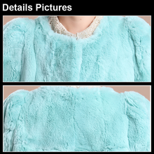 Load image into Gallery viewer, Women&#39;s Natural Rex Rabbit Fur Coat with Big Skirt Hem Half Sleeve