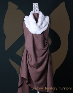 Real REX Rabbit Fur Scarf Rabbit Ball Fur Wrap Cape Shawl Neck Warmer FS15501