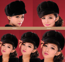 Load image into Gallery viewer, Women&#39;s Winter Hats Real Full Mink Fur Hats Women&#39;s Peaked Caps 13619