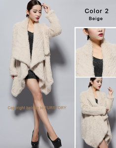 Natural Rabbit Fur Coat Jacket Biggest Size Jacket Winter Long Overcoat
