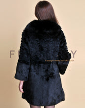 Load image into Gallery viewer, Women&#39;s Long Real Rabbit Fur Coat with Fox Fur Collor Fur Story FS13070