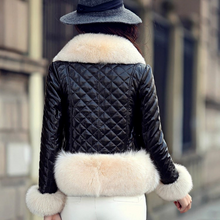 Load image into Gallery viewer, Genuine Leather Jacket Coat for Women Winter with Natural Fox Fur Collar and Trim