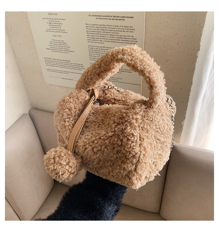 Ladies Fluffy Shoulder Bag Women Furry Purse Fluffy Tote Bag 22414