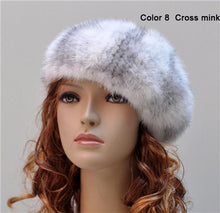 Load image into Gallery viewer, Women&#39;s Knitted Mink Fur Beret Hat Winter Fur Hat 14618