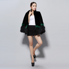 Load image into Gallery viewer, Natural Rex Rabbit Fur Coat Real Raccoon Fur Trim Sleeve Cuff Jacket  Thick Fur Overcoat