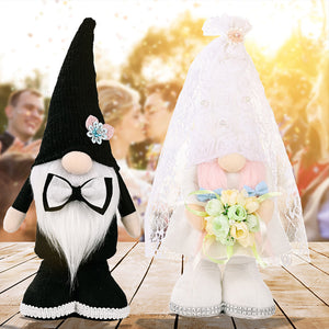 Wedding Gnome Decoration 2 Pcs Bride & Bridegroom Couples Plush Dwarf Elf 22B65