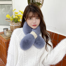 Load image into Gallery viewer, Women&#39;s Winter Plush Neck Pearl Buckle Thickened Scarf  22519